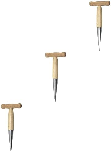 Bollenplanten | 3 Stuks RVS Voeder Dibber Tuinbenodigdheden Tuin Gereedschap Dibbler Tuin Dibble Tool Dibble Tool Voor Teelt RVS En Hout Handheld Plant Tool Bollenplanten Bollenplanten