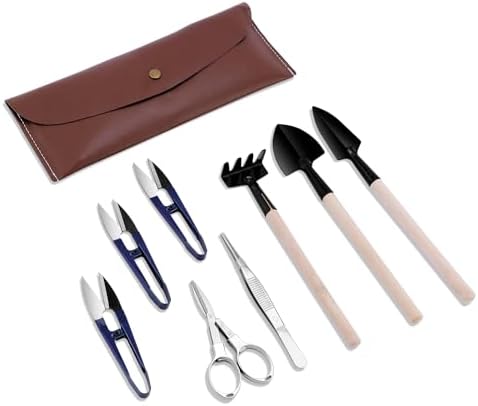 Bonsai Gereedschap | Bonsai Set 8 Stuks – Inclusief Snoeischaar, Vouwschaar, Mini Hark, Knop- en Bladknipper Set van Zelar Bonsai Gereedschap Bonsai Gereedschap