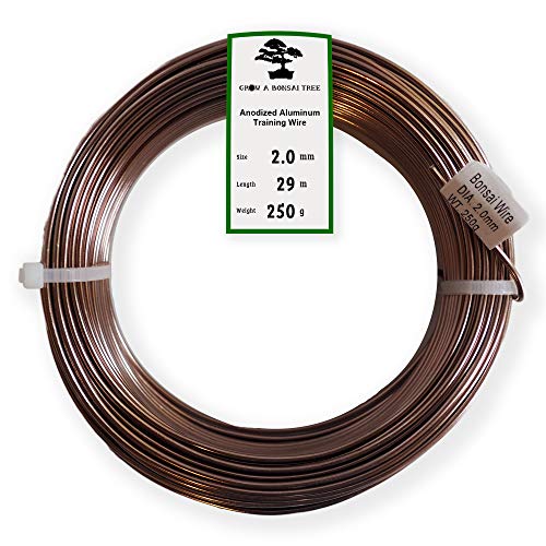 Bonsai Gereedschap | Geanodiseerd Aluminium Bonsai Trainingsdraad 2,0 mm 250 g Grote Rol (29 meter) – Kies uw maat en kleur (2,0 mm, Bruin) Bonsai Gereedschap Bonsai Gereedschap