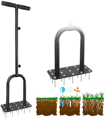 Handmatige Grondbeluchters | Grasbeluchter Spiker Met 15 IJzers, Tuin Grasbeluchter Gereedschap Met Montageaccessoires, Tuinmetaal Handmatige Grasbeluchter Voor Zorg En Losmaken Van Gazons, Inklapbaar Van 34″ Tot 36″ Handmatige Grondbeluchters Handmatige Grondbeluchters