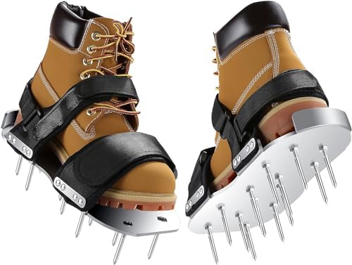 Handmatige Grondbeluchters | Handmatige Grasmaaier Aerator Schoenen, Aluminium Zool Sandalen Met RVS Spikes Aeratie Schoenen, Alle Bandjes Geassembleerd Met Nieten, Verstelbare Spikeschoenen, One-Size-Fits-All Handmatige Grondbeluchters Handmatige Grondbeluchters