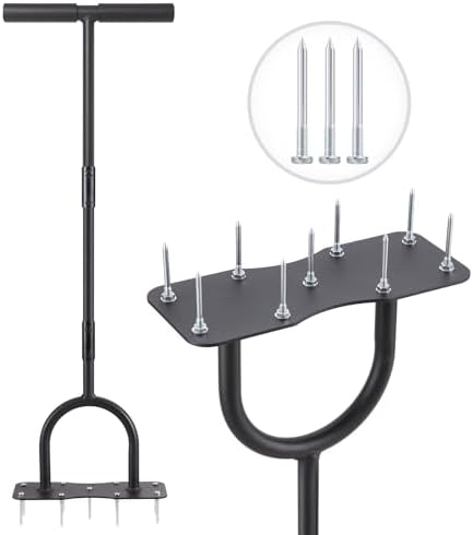 Handmatige Grondbeluchters | Handmatige Spike Aerator Grondtool: 38-Inch Gras Aerator Gereedschap, Zware Duurzaamheid Aeratie voor het Losmaken van Samengeperst Bodem, 2,2″ Sterke Spikes voor het Aerateren en Ontkoppelen van Graspluggen voor Tuin, Terras en Dethatcher. Handmatige Grondbeluchters Handmatige Grondbeluchters