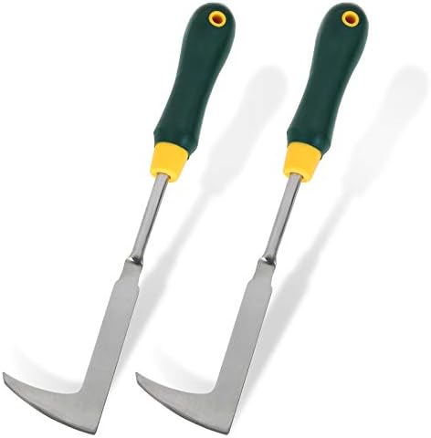 Handmatige Wieden | 2-Pack 13″ Kraakonkruidverwijderaar Met Tuinhandschoenen, RVS Handonkruidverwijderaar Voor Gazons En Tuinen (L-Vorm) Handmatige Wieden Handmatige Wieden