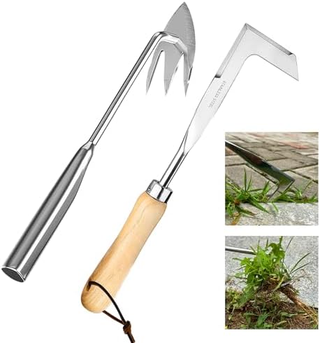 Handmatige Wieden | 2-Pack Onkruidtrekker, RVS Handonkruidverwijderaar en Kloofonkruidverwijderaar, Onkruidverwijderaar voor Groentetuin, Draagbare Onkruidtrekker met Ergonomisch Handvat Handmatige Wieden Handmatige Wieden