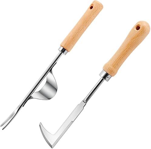 Handmatige Wieden | 2 Packs Onkruidtrekker Set RVS Hand Onkruidverwijderaar Kieren Onkruid Tool Handgereedschap Voor Tuinieren Met Houten Handvat Voor Stoep En Terras Handmatige Wieden Handmatige Wieden