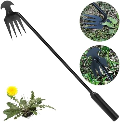 Handmatige Wieden | Nieuwe Onkruid Artefact Uittrekken Onkruid Gereedschap, 40 cm Onkruid Trekker, 4 Tanden Hand Onkruidverwijderaar, Dubbel Doel Tuin Onkruid Trekker Handmatige Onkruidverwijderaars Voor Tuin, Tuin, Boerderij Onkruidverwijdering en Planten, Zwart Handmatige Wieden Handmatige Wieden