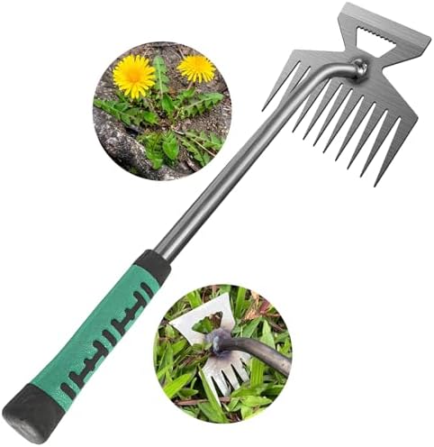 Handmatige Wieden | Onkruidtrekker – Tuin – Onkruidverwijderingsgereedschap, Nieuwe Tuinonkruidtools Manganese Staal Handonkruidverwijderaar met Handvat, Paardenbloem Onkruidtrekker, 11 Tanden Onkruidverwijderaar Tool Handmatige Wieden Handmatige Wieden