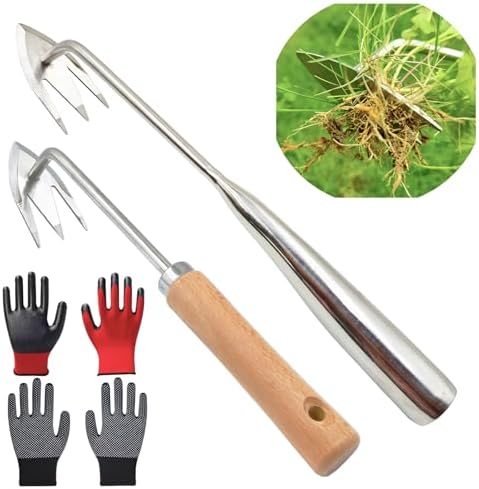 Handmatige Wieden | Tuinieren Onkruid Trekker, 2 Stuks Nieuwe Onkruid Artefact Uittrek Tool, RVS Tuin Onkruid Trekker, Tuin Onkruid Verwijderaar Met Handschoenen Voor Achtertuin (35+32 Cm) Handmatige Wieden Handmatige Wieden