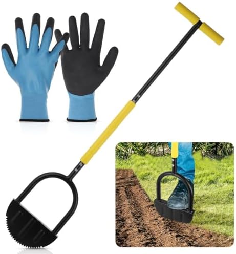 Handranders | Half Moon Edger Tuingereedschap Met Latex Handschoenen, Handmatige Zaagtand Edger Met T-Grip Lange Handgreep, Stalen Stapel Edger Voor Nettere Lijnen In Tuinen, Opritten, Stoepen En Bloembedden Handranders Handranders