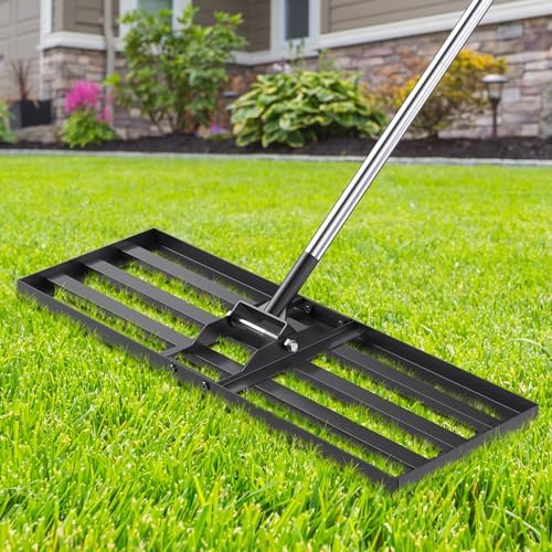 Harkens | 3X1 Inch Grond Egalisatie Hark, Yumatum 72″ Effort Besparende Grond Egalisatie Tool, RVS Handvat Grond Egalisatie Voor Golfbaan Tuin Weide Tuin, Professionele Grondverzorging Landschaphark Harkens Harkens