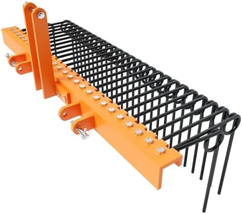 Harkens | 5Ft Dennennaalden Hark, 3-Punt Stro Hark, Duurzame Poedercoating Stalen Veer Landschaps Hark Geschikt Voor Cat0, Cat1, Cat3 Tractors Harkens Harkens