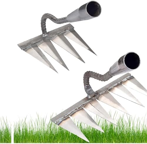 Harkens | All-Stalen Tuinhark (4 en 6 Tanden) Tuin Gereedschap Zware Hark Tuin Handhark Gereedschap Metaal Zware Hark Onkruidbestrijding Volledig Stalen Geharde Hark Tuin Handhark Gereedschap Voor Achtertuin Gazon Losmaken Planten Harkens Harkens