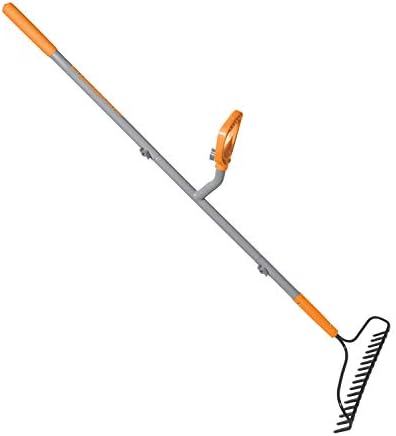 Harkens | Erg-Bwrk16 Spanning Verlagende Stalen Impactbestendige Hark, 16 Tanden, 54-Inch Steel Schacht, Met Gepatenteerde Ergonomische Tweede Handgreep, Grijs/Oranje Harkens Harkens