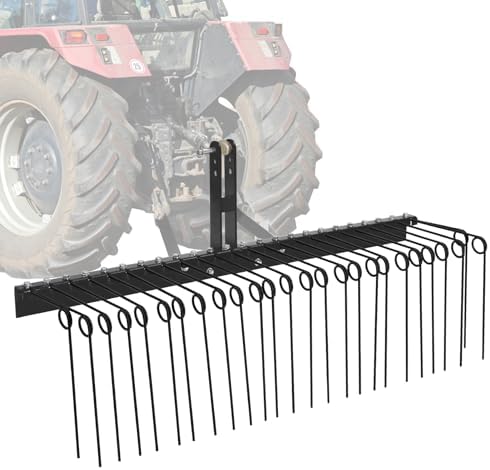 Harkens | Gaomon 72 Inch Dennennaald Rake, 3 Veer Tanden Duurzaam Poedergecoat Staal Achtertrekker Landschapsrake Met 3-Punts Aanhangverbindingsstuk Geschikt Voor Cat 1 Tractors Voor Bladeren Gras, Zwart Harkens Harkens