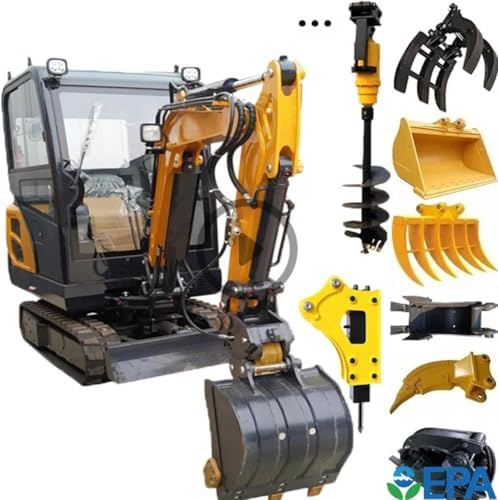 Postgatenboorders | Mini Digger Hydraulische Mini Graafmachine Loader – Veelzijdige Bagger Met Boor, Grijper, Hydraulische Hamer & Smalle Bakaccessoires Voor Verbeterde Prestaties (1) Postgatenboorders Postgatenboorders