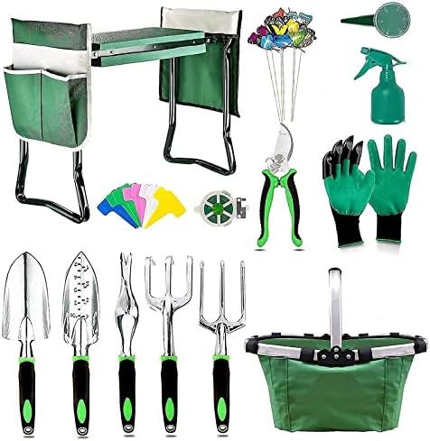 Tu gereedschapsets | 2021 Geüpgraded Tuinstoel en Knielset Inclusief 2-in-1 Tuinbank, Zware Tuinset met Tuinhandschoenen, Handtas, Gereedschapshoes en Gereedschapsmand – Ideaal Cadeau voor Tuinliefhebbers, Vrouwen en Mannen Tu gereedschapsets Tu gereedschapsets