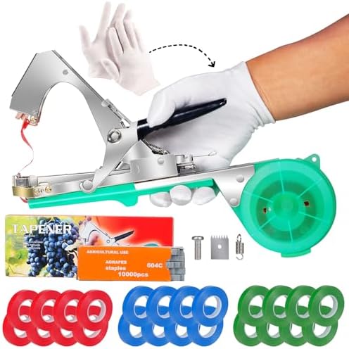 Tu gereedschapsets | Geüpgraded Plant Tying Machine Gun Lichtgewicht Touw Gereedschap Om Wijnstokken Snel Te Binden Tuin Groene Machine Voor Tuiniers Boeren Met Sk5 Mes 24 Rollen Tapes En 10000 Nietjes Inclusief Een Paar Handschoenen Tu gereedschapsets Tu gereedschapsets