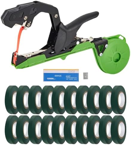 Tu gereedschapsets | Geüpgraded Plantbindmachine, Lichtgewicht Plantenwijnstokbindtape Machine Tool met 1 Stuk Nietjes en 2 Rollen Tape, Planttapepistool voor Tomaten, Druiven en Groentetuin (Groen) Tu gereedschapsets Tu gereedschapsets