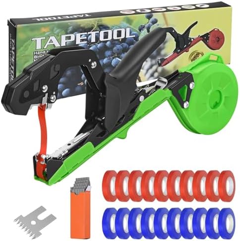 Tu gereedschapsets | Geüpgradede Plant Tying Machine Gun voor het snel vastbinden van wijnstokken, tomaten en druiven. Tuin tape gereedschap voor tuiniers en boeren met SK5 mes vervangingen, tuin tapes en nietjes. Tu gereedschapsets Tu gereedschapsets