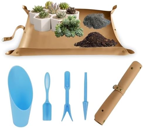 Tu gereedschapsets | Leren Potgrondmat, Herpottingmat, Draagbare Succulentplantmat, Waterdichte Verstevigde Opvouwbare Tuinmat, Potgrondtray Plantmatten Voor Herpotten, Plastic Tuingereedschap (Bruin) Tu gereedschapsets Tu gereedschapsets