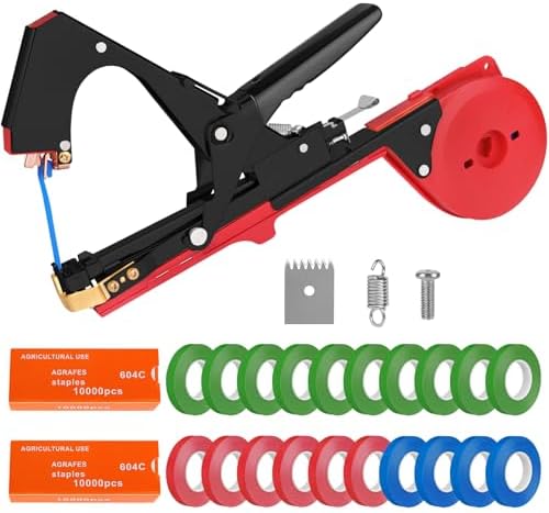 Tu gereedschapsets | Plantenbindband Tool, Lichtgewicht Plantenbindmachine Met 20 Rollen Tape, 2 Dozen Nietmachine Tuin Tape Tool Voor Groenten En Bloemen Planten (Rood En Zwart) Tu gereedschapsets Tu gereedschapsets