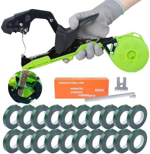 Tu gereedschapsets | Plantenbindmachine – Lichtgewicht tuinplantbindtool, tuintape-gun met 23 rollen groene tape en 1 nietmachine voor tomaten, paprika’s, druiven, komkommers en klimmende groenten. Tu gereedschapsets Tu gereedschapsets