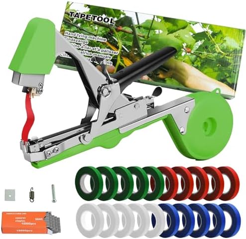 Tu gereedschapsets | Plantenbindmachine, Plantenbindapparaat, Tapepistool, Tuinrankbindtape met 2 rollen en 1 stuk nietjes, Wijngaardgereedschap voor druiven, frambozen, tomaten en klimmende groenten, enz. Tu gereedschapsets Tu gereedschapsets