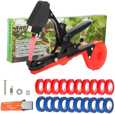 Tu gereedschapsets | Plantenbindmachine – Plantenwijnmachine met 1 stuk nietjes en 2 rollen tape. Planten tape gun voor druiven, frambozen, tomaten en klimmende groenten – Bindgereedschap (Zwart) Tu gereedschapsets Tu gereedschapsets