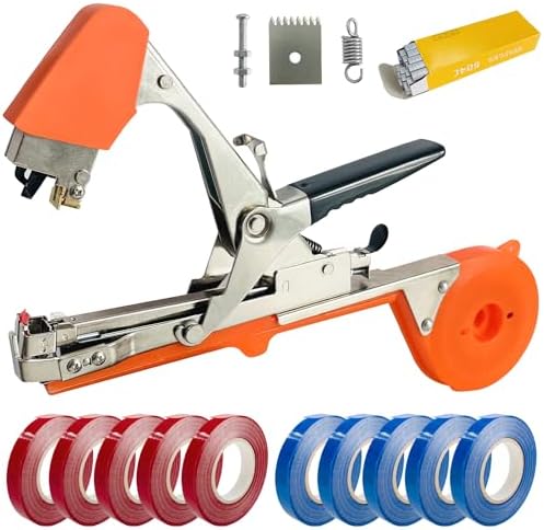 Tu gereedschapsets | Plantenbindmachine Tuin Tape Gereedschap Inclusief Tapes, Nietjes En Reserveonderdelen, Tomaten Paprika’s En Komkommers Tape Gereedschap Fruit Touw Gereedschap, Oranje Tu gereedschapsets Tu gereedschapsets