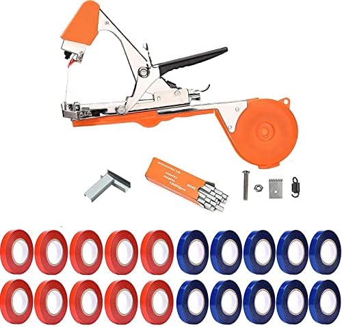 Tu gereedschapsets | Plantenbindmachine, Tuiniergereedschap voor groenten met 1 stuk nietjes, 2 rollen tape en vervangmes voor druiven, frambozen, tomaten en klimplantenbindgereedschap (Oranje) Tu gereedschapsets Tu gereedschapsets