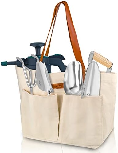 Tu gereedschapsets | Tu gereedschapstas, canvas tuin tas met zakken, slijtvaarige multifunctionele gereedschapsopbergtas, thuisorganizer tuin gereedschapset voor binnen- en buitentuinieren, 55 cm x 18 cm x 35 cm Tu gereedschapsets Tu gereedschapsets