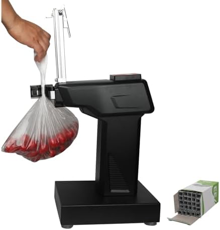 Tuindraad & Twist Ties | Semi-automatische plastic zakken sluitmachine – Automatische zakclip sluitmachine voor supermarkten en detailhandel – Efficiënt en eenvoudig te bedienen +5 stuks roestvrijstalen nietjes Tuindraad & Twist Ties Tuindraad & Twist Ties