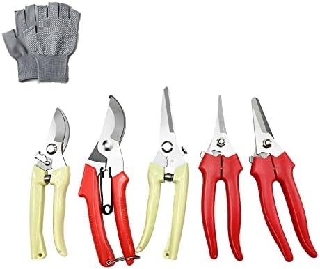 Tuinschaar & Scharen | Tuinschaar Set Snoeischaren, 5-Pack Handmatige Snoeischaren Set Met Beschermende Tuinhandschoenen Tuinschaar & Scharen Tuinschaar & Scharen