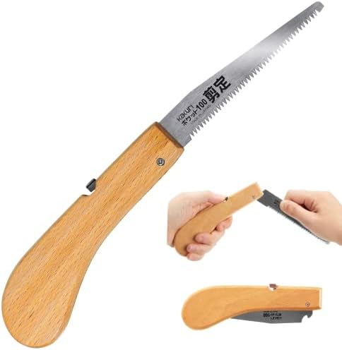 Tuinzagen | Vouwzaag 4″ voor Tuin, Kamperen, Bushcraft, Japanse Trekzaag met Razorscherp Japanse Stalen Lemmet, Mini Pocket Handzaag voor het Snoeien van Boomtakken, Vouwbaar Houten Handvat, Made in Japan Tuinzagen Tuinzagen