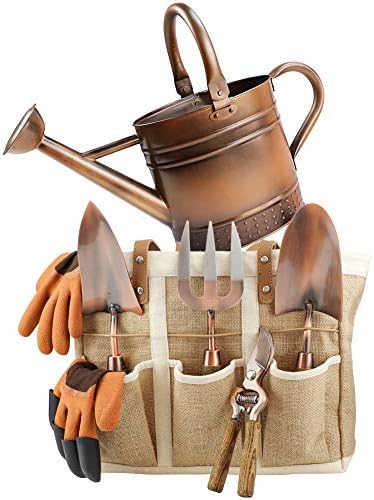 Tu gereedschapsets | 1 Gallon Gegalvaniseerde Stalen Gieter Met 3 Stuks Tuingereedschap, 1 Stuk Snoeischaar, 1 Paar Tuinhandschoenen, 1 Stuk Tuingereedschap Organizer Tas Tu gereedschapsets Tu gereedschapsets