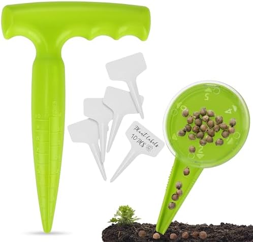 Tu gereedschapsets | 2 Stuks Dibbler Tuinset Inclusief Bollen Plantgereedschap, Plant Zaad Dispenser, 1 Stuk Plantlabels – Grondgat Ponsers, Tuinhulpmiddel Voor Bloemen, Groenten Tu gereedschapsets Tu gereedschapsets