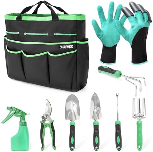 Tu gereedschapsets | Tu gereedschapset met tas en handschoenen, zware roestvrijstalen tuinset, ideaal voor tuinieren voor mannen, set van 9. Tu gereedschapsets Tu gereedschapsets